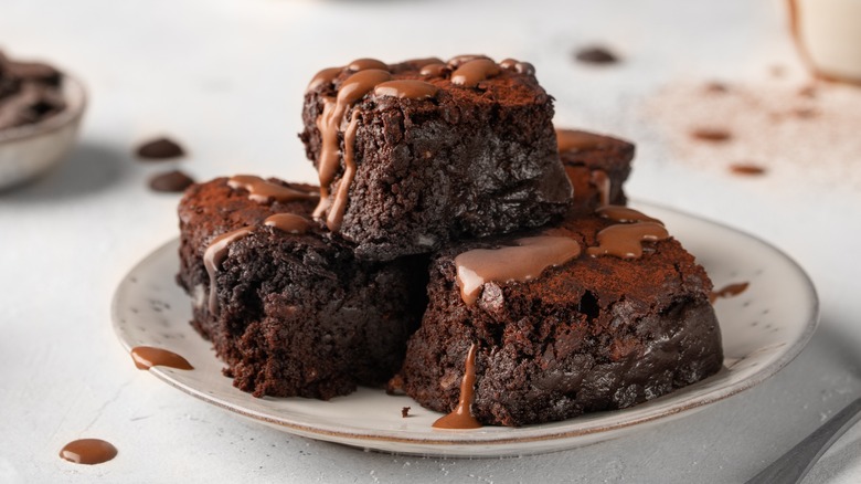 rich chocolate brownies on plate