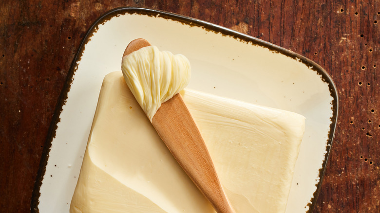 butter slab on dish