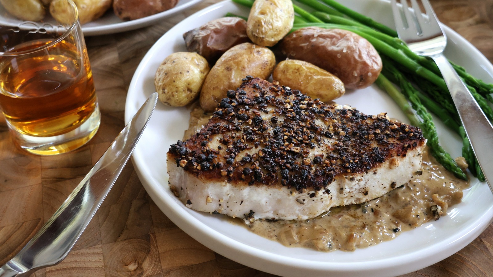 Buttery Swordfish Au Poivre Recipe