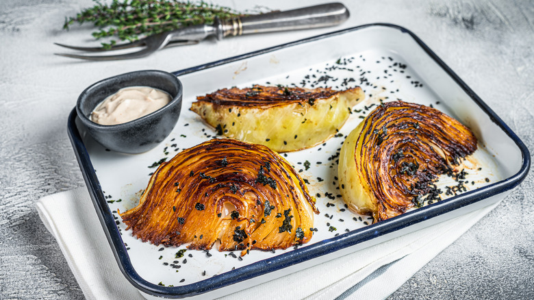 charred cabbage wedges