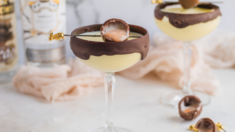 cadbury egg martini in glass 