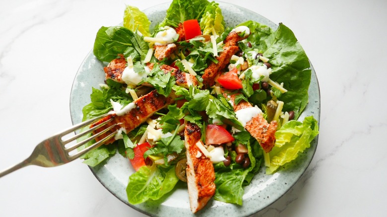 Cajun chicken salad in bowl