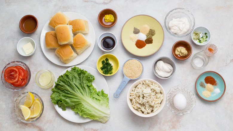 crab cake ingredients on table