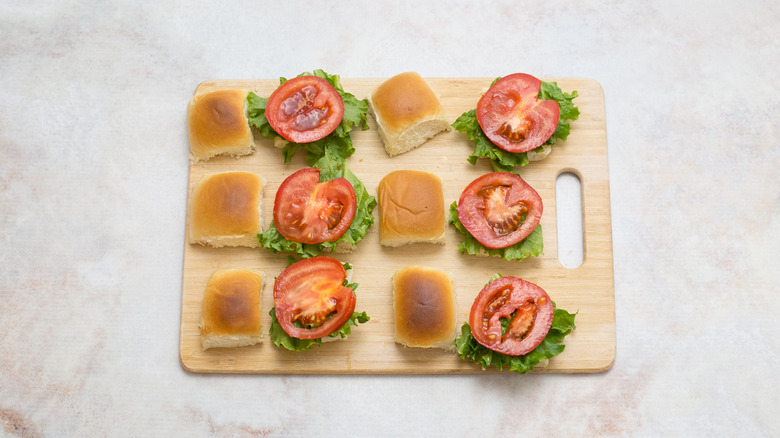 partially made sliders on board