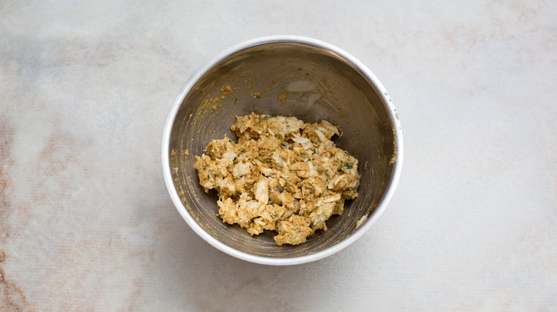 crab cake mixture in bowl