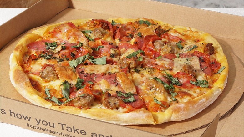 California Pizza Kitchen pizza in box