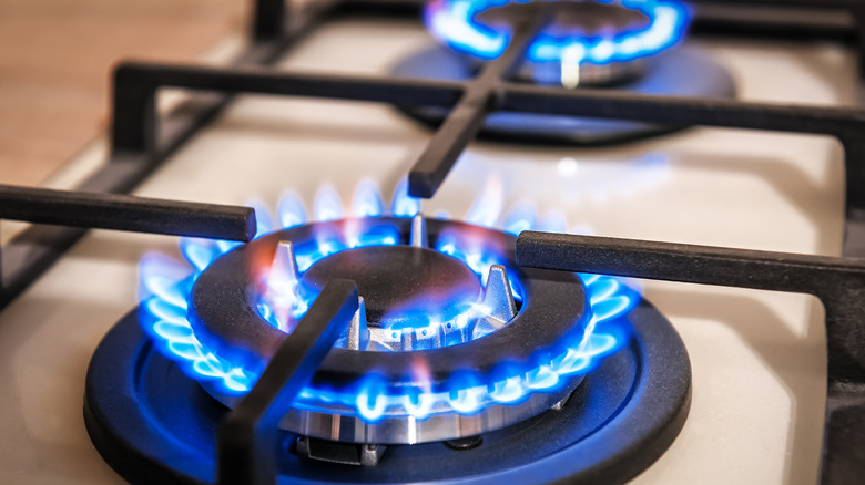 Blue flame of gas burner