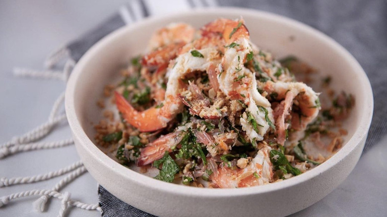 Cambodian pomelo salad with prawns