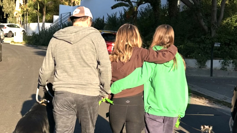 Giada de Laurentiis and family walking from the back