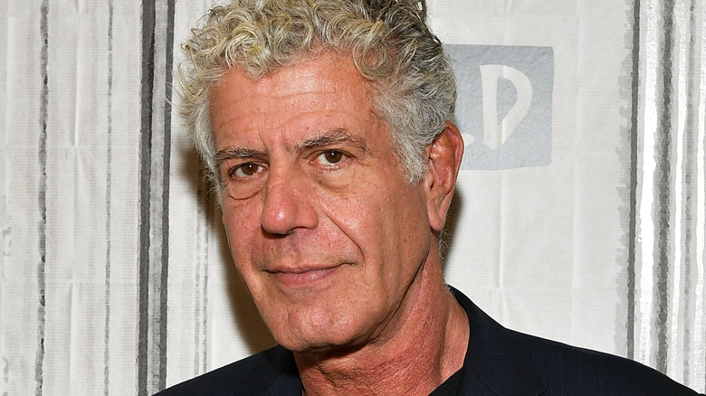 Closeup of Anthony Bourdain with white background