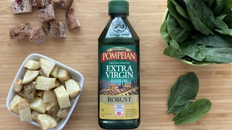 bottle of Pompeian oil with fixings