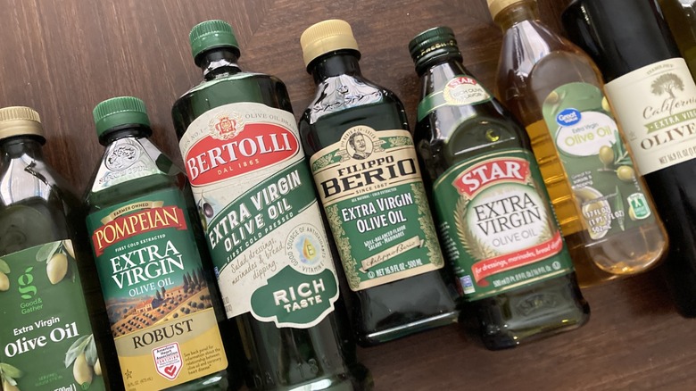 bottles of various olive oils