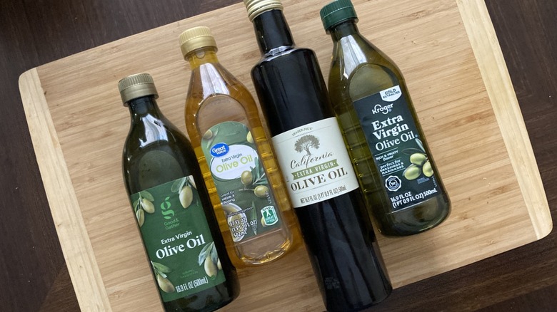 bottles of store brand olive oil