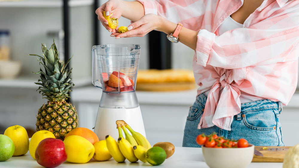 Blender with fruit