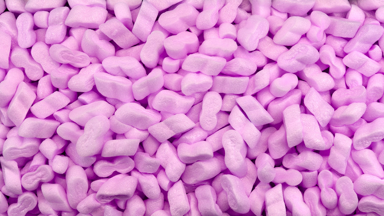 Purple packing peanuts