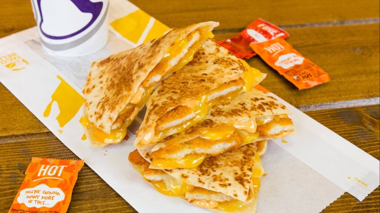 A chicken Quesadilla from taco Bell