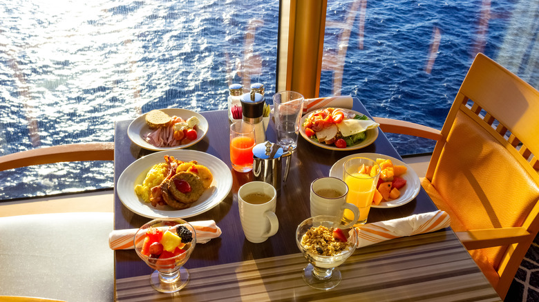 Food on a table on a cruise