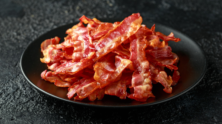 Plate of crispy bacon