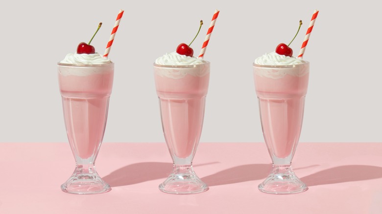 milkshakes on pink table