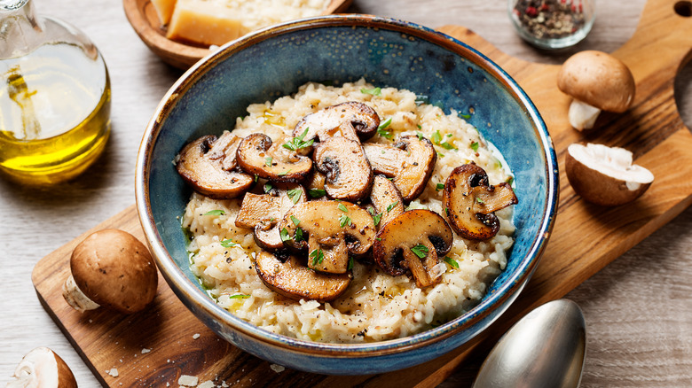 Risotto with brown champignon mushrooms