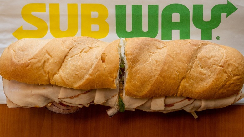 Sliced Subway footlong sandwich