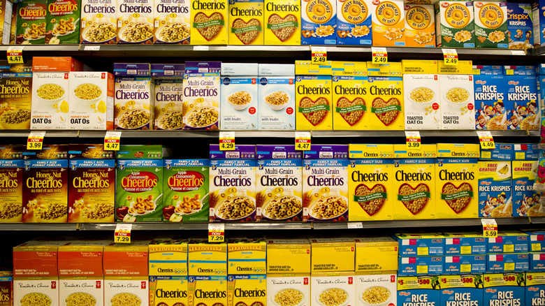 Cereal boxes in Canadian supermarket 