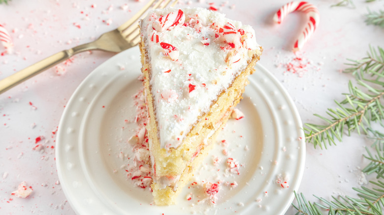 slice of candy cane cake