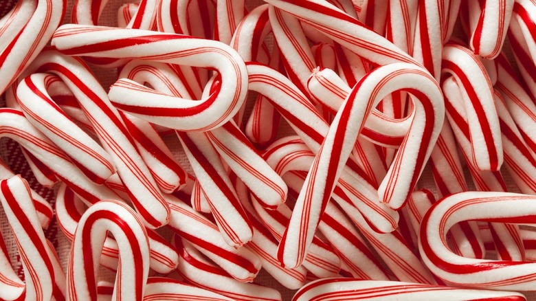 Candy canes stacked on each other