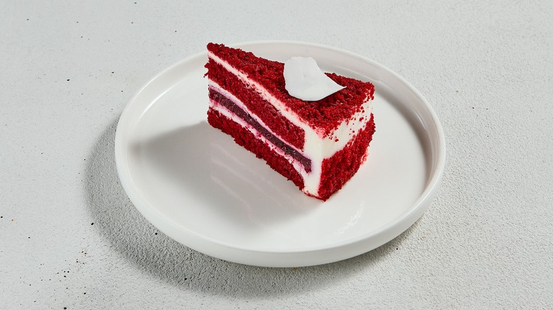 Slice of red velvet cake