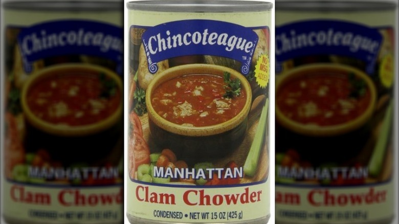 Can of Chincoteague Seafood Manhattan Clam Chowder