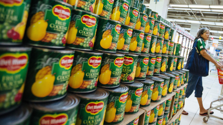 Rows of Del Monte Fruit Cocktail Cans