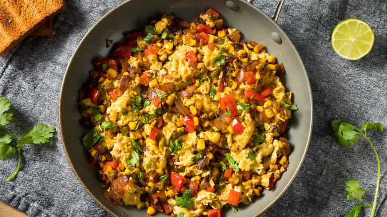 Southwestern egg scramble with corn