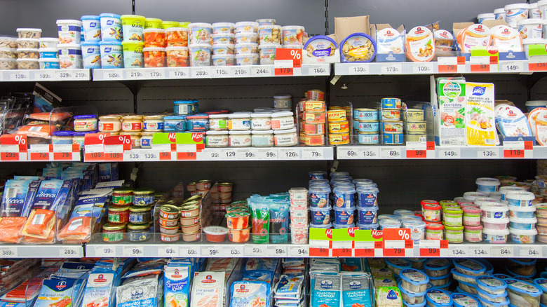 Canned tuna supermarket aisle