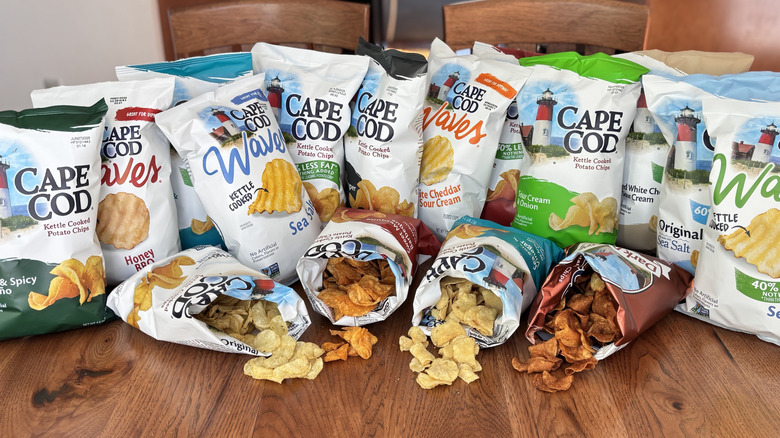 bags of Cape Cod potato chips on a kitchen table