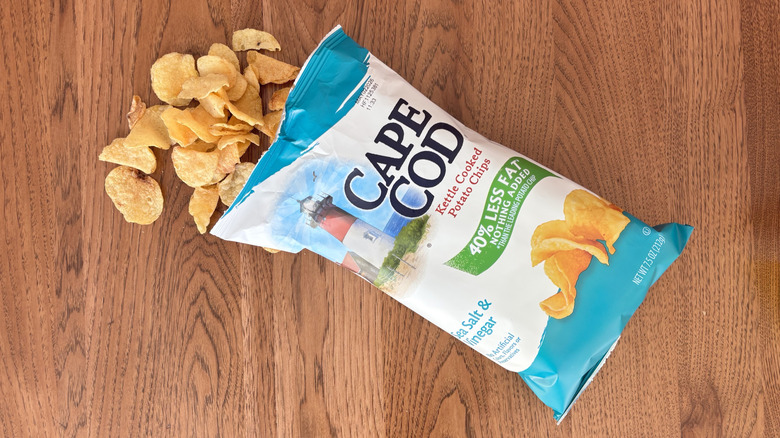 bag of chips spilling onto table