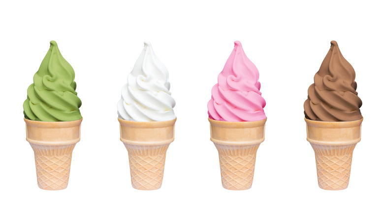 A rainbow of soft serve cones 