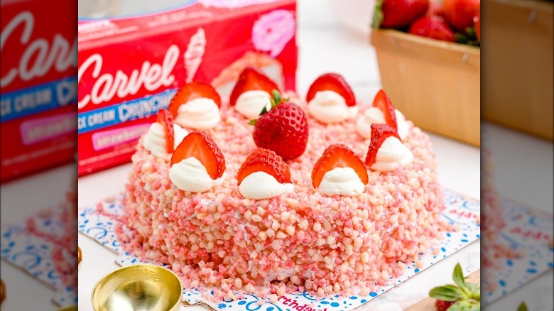 Decorated strawberry crunchies Carvel cake