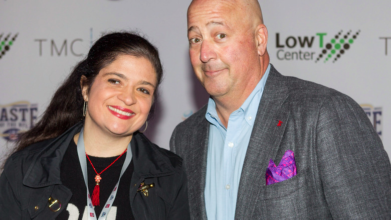 Alex Guarnaschelli and Andrew Zimmern at event