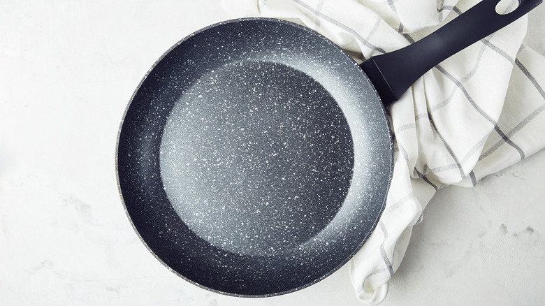 empty nonstick skillet on counter