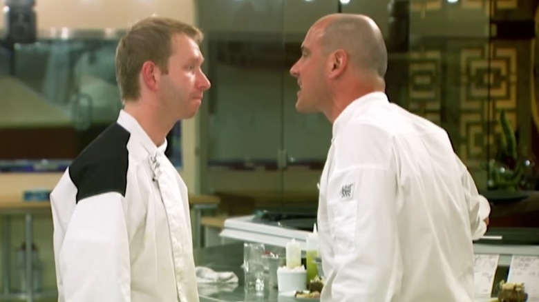 Chef Scott Leibfried reprimands a contestant on "Hell's Kitchen"