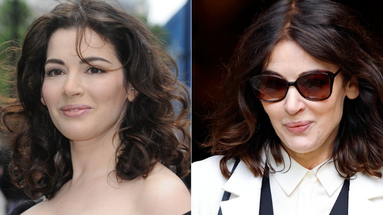 Split image Nigella Lawson 2025 and early 2000s