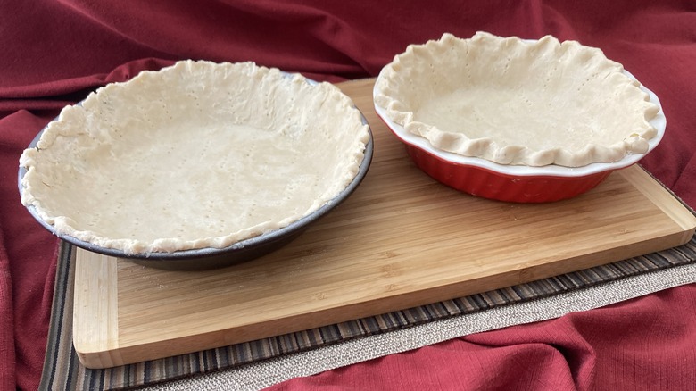 metal and ceramic pie pans