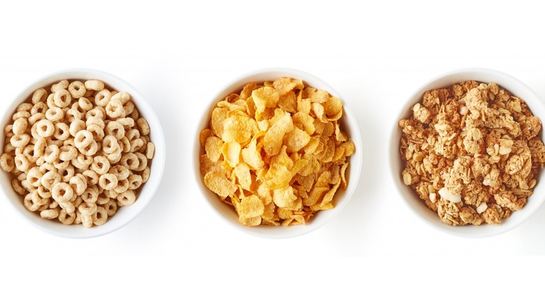 three bowls of cereal varieties
