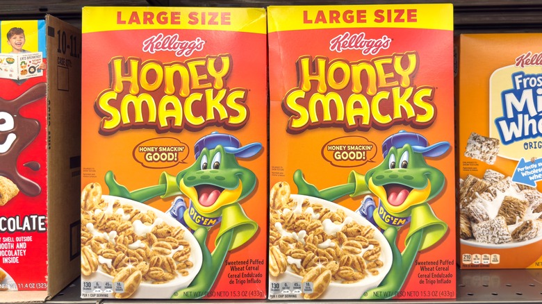Honey Smacks cereal boxes on shelf