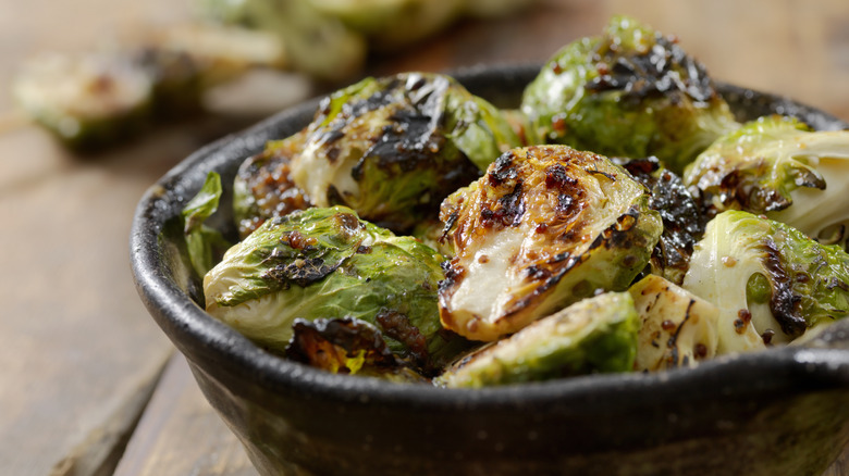 bowl of crispy Brussels sprouts