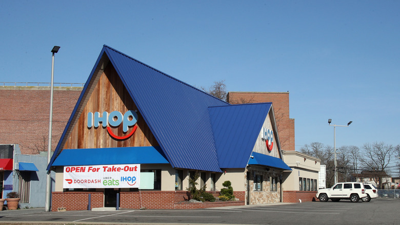IHOP with blue A-frame