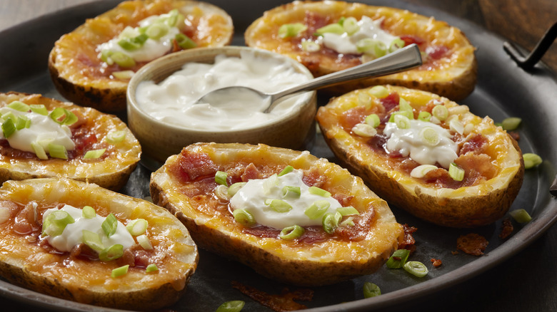 Plate of potato skins