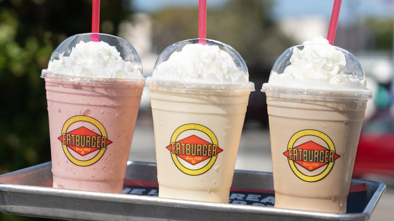 Fatburger milkshakes on platter
