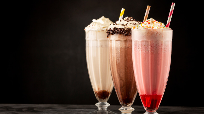 Milkshakes in row