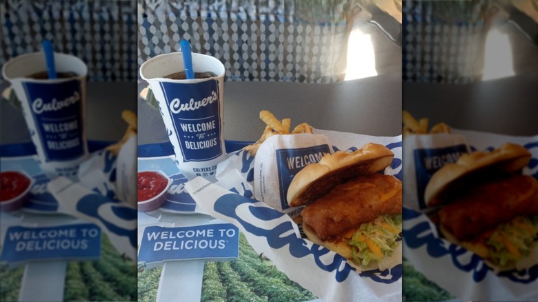 North Atlantic Cod sandwich from Culver's with drink